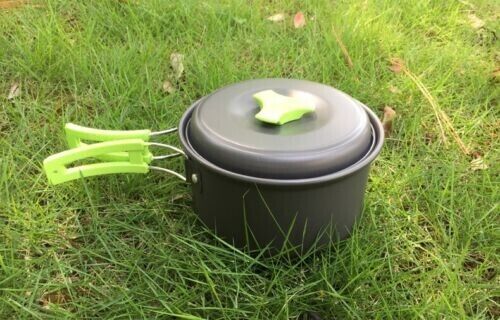 Outdoor 1-2 People 8 In 1 Alumina Pot Set Camping Pot Portable Picnic Cookware