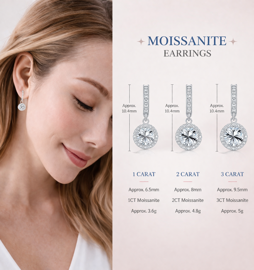 1–3CT Moissanite Hoop Drop Earrings 925 Sterling Silver Brilliant Cut Women Gift