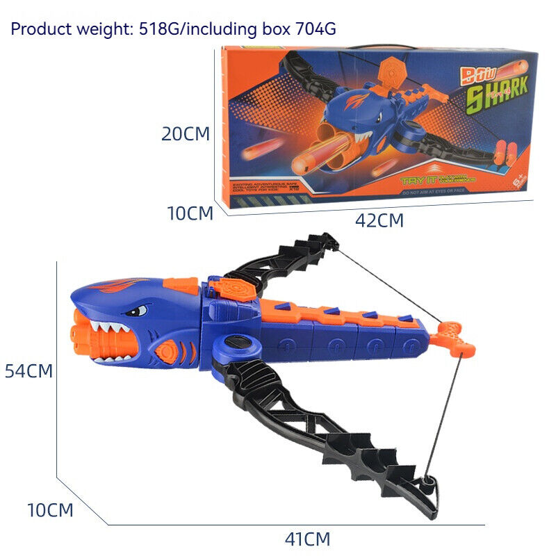 Children's Shark Bow Arrow Game Manual Rapid-Fire Soft Dart Shooting Toy Set