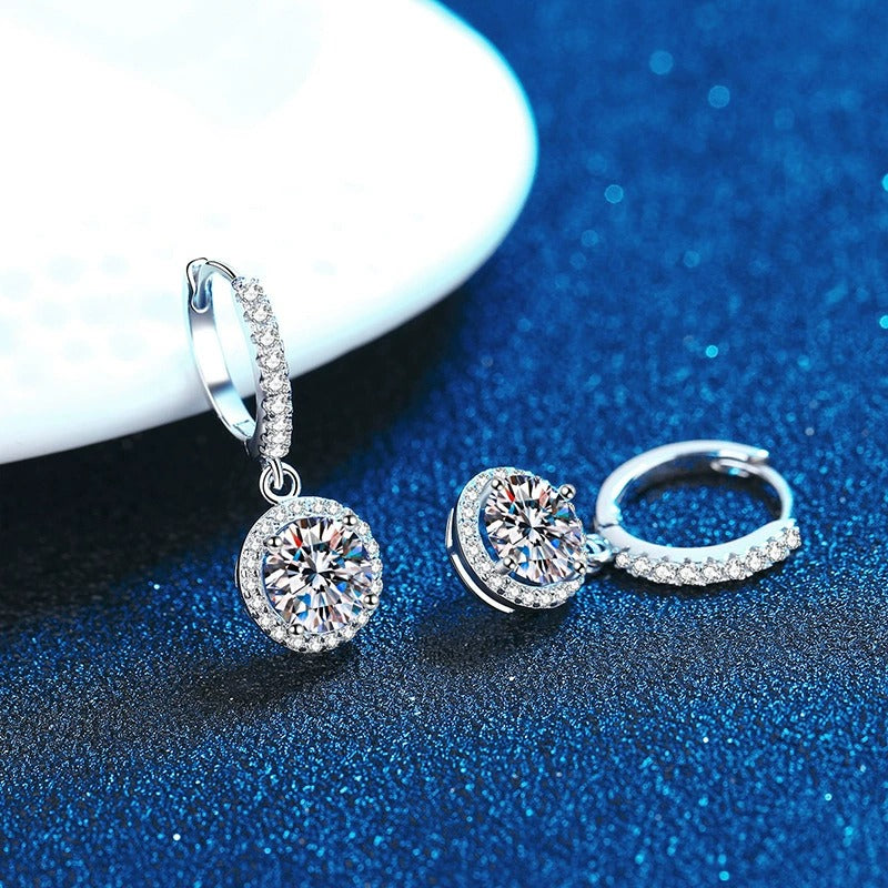 1–3CT Moissanite Hoop Drop Earrings 925 Sterling Silver Brilliant Cut Women Gift