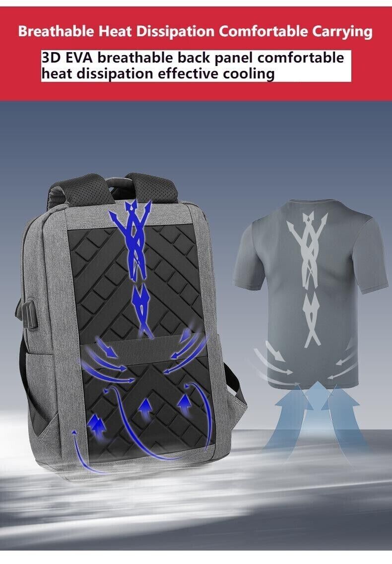 Unisex Waterproof Double Shoulder Backpack USB Sports Travel Bag Laptop Bag