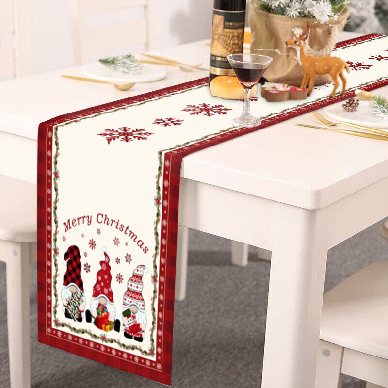 Christmas Tables Runner Tablecloth Home Dinning Table Flag Xmas Decor Cotton Lin