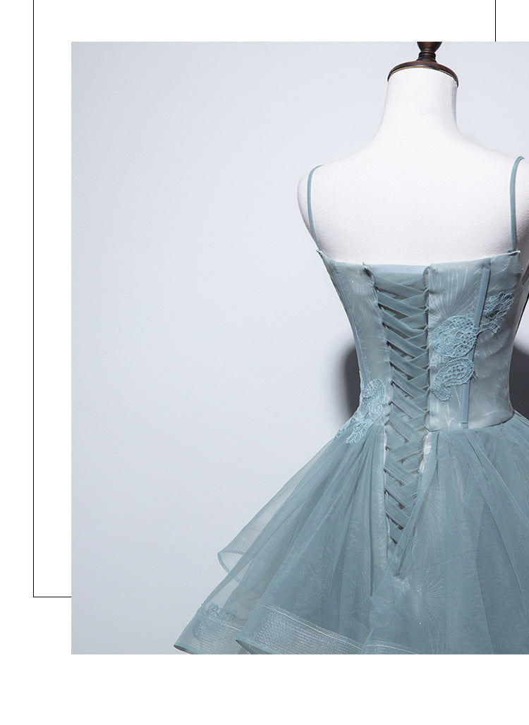 Women Formal Spaghetti Strap Wedding Dress Cold Shoulder Evening Dress