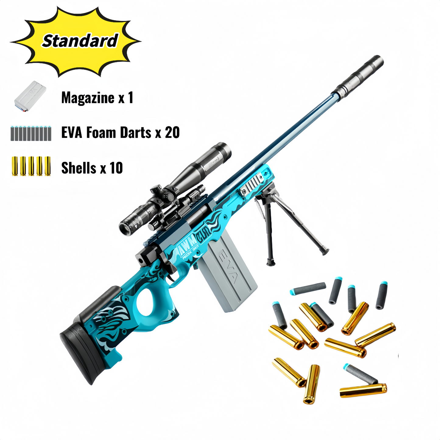 Large AWM Style Foam Dart Blaster Toy Scope Shell Ejection EVA Bullets Kids Gift