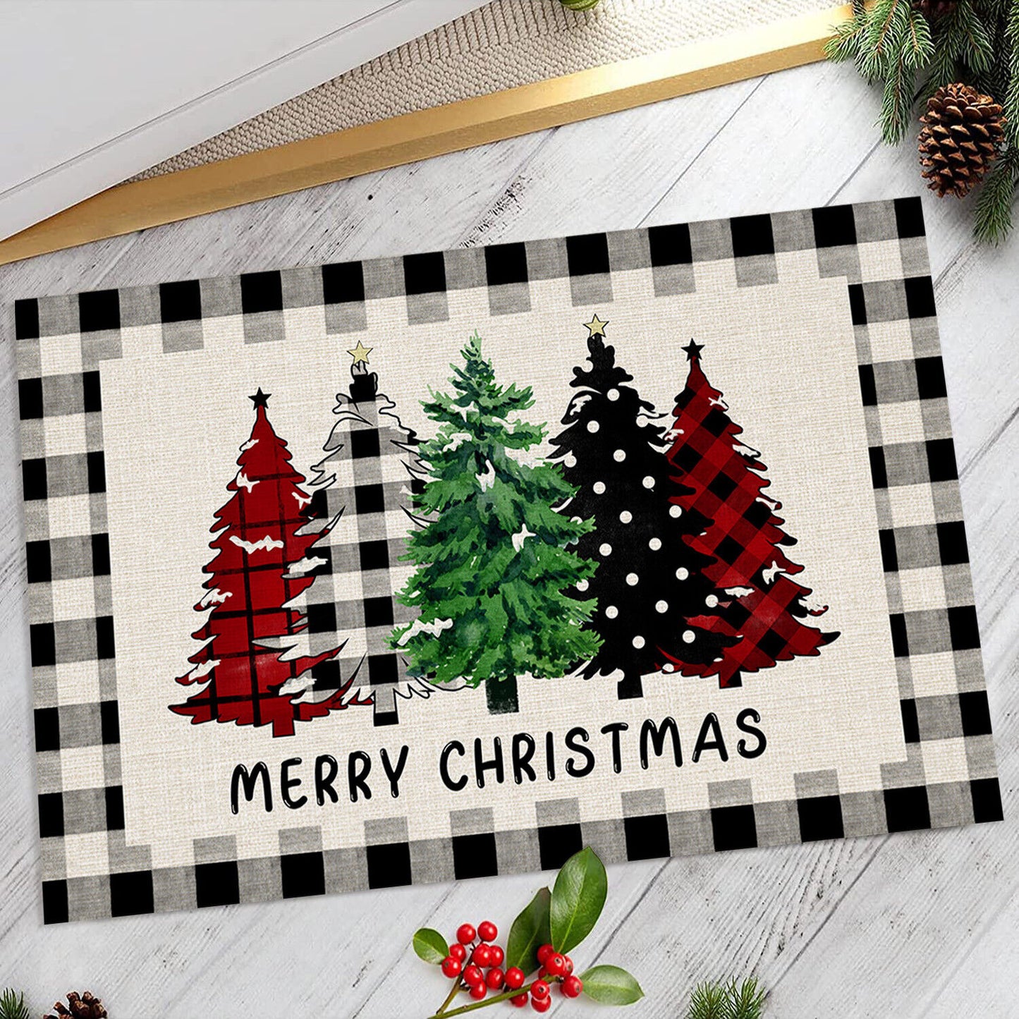 Absorbent Washable Floor Mat Non-Slip Xmas Theme Home Decor Soft Bath Floor Mat