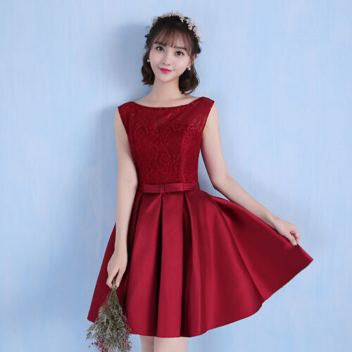 Women Lace Formal Wedding Evening Cocktail Prom Bridesmaid Ball Gown Dress