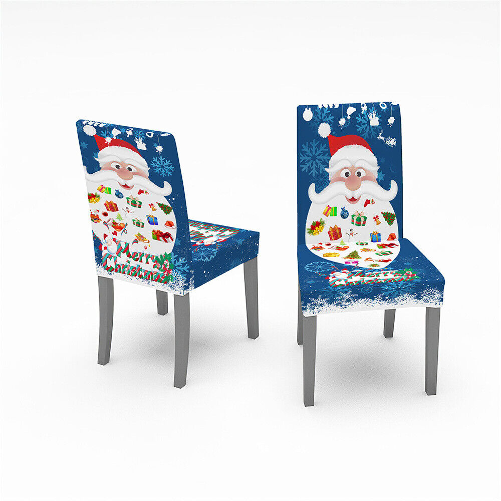 Christmas Dining Chair Covers XMAS Party Decorations Santa Claus Seat Cover