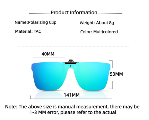 Fashion One-piece lens polarizing Multicolor Lens Retro Flip up Sunglasses Clip
