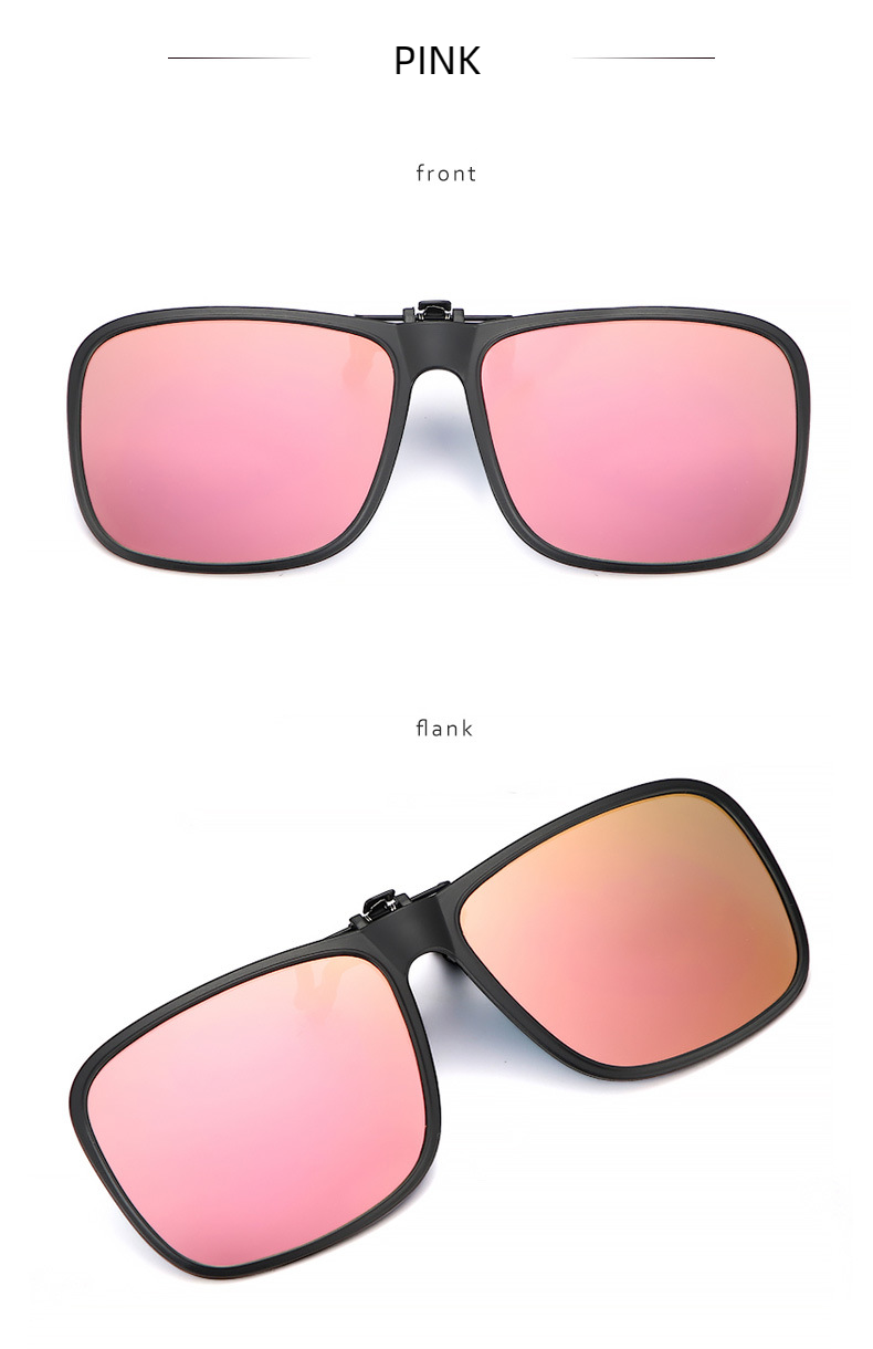 New Unisex Box Shape Polarized UV400 Protection Clip On Flip Up Sunglasses