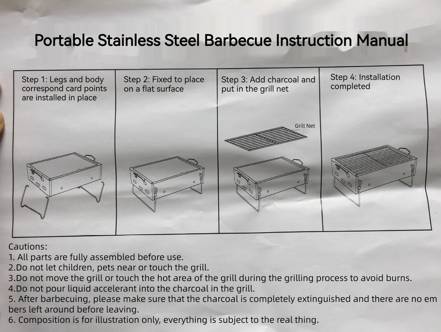 New Charcoal BBQ Grill Portable Outdoor Barbecue Foldable Portable Camping