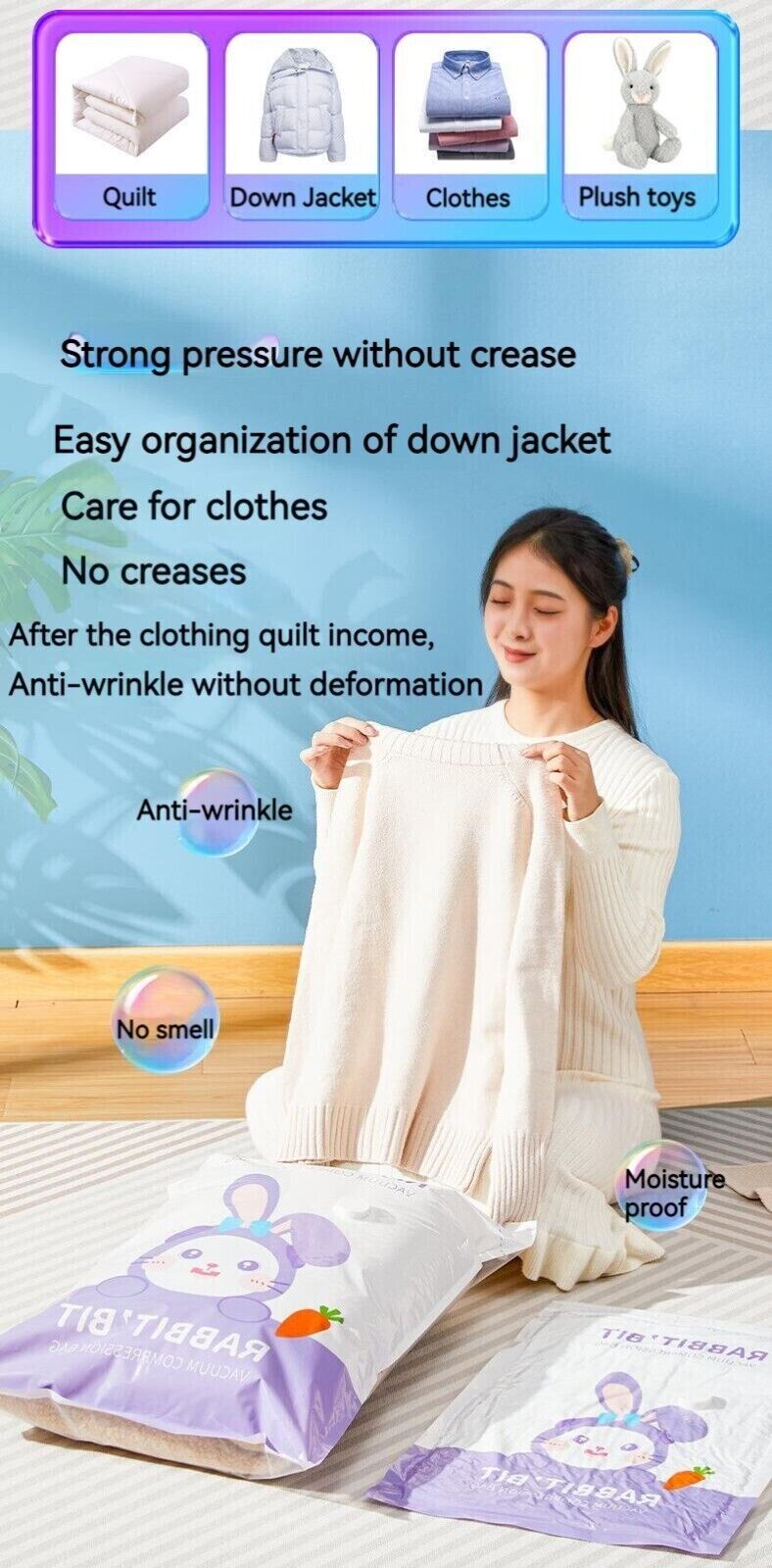 4Pcs Thickened Moisture Proof And Dustproof Quilt Clothe Storage Compression Bag