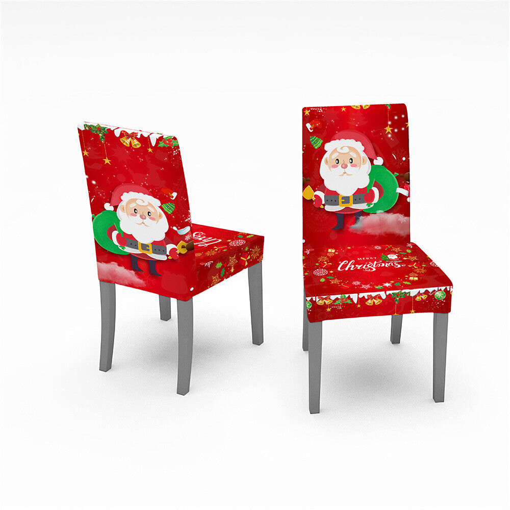 Christmas Dining Chair Covers XMAS Party Decorations Santa Claus Seat Cover