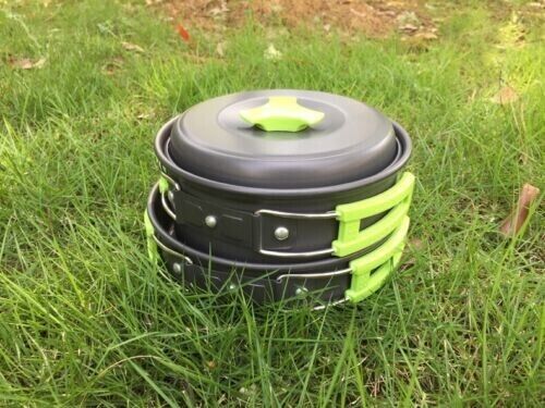 Outdoor 1-2 People 8 In 1 Alumina Pot Set Camping Pot Portable Picnic Cookware