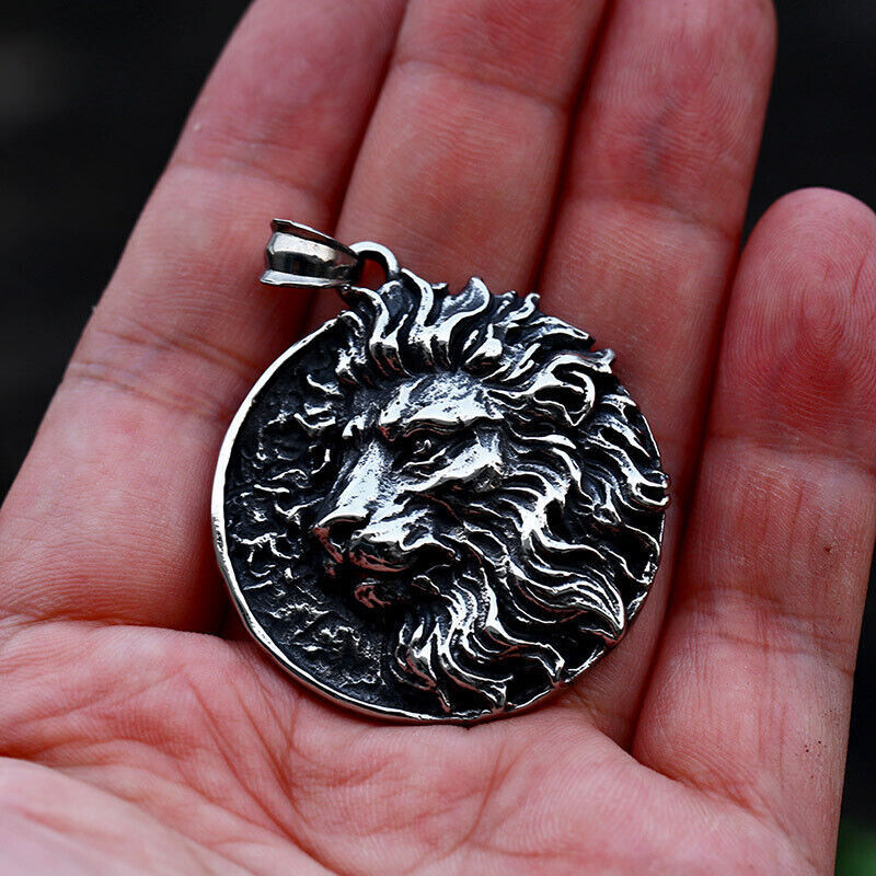 Cool Retro Punk Vintage Wolf Totem Valknut Pendant Biker Titanium Steel Necklace