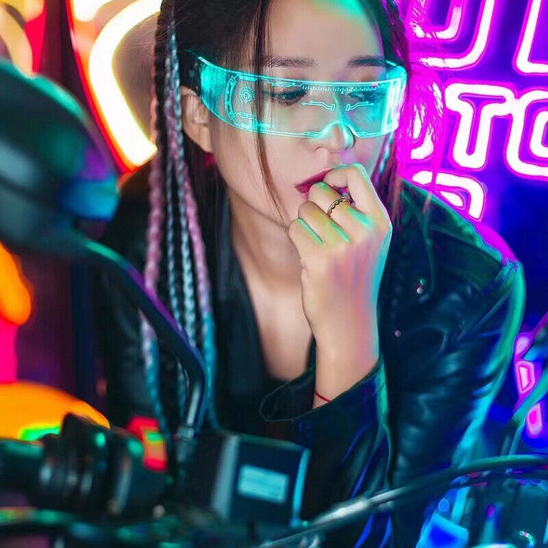 Fashion Colorful Luminous Glasses LED Light Party Up Eyeglasses Rechargeable