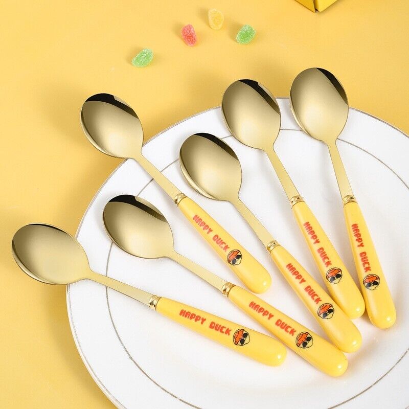 Children's Cartoon Duck Cutlery Set Stainless Steel Dessert Soup Spoon Home Live