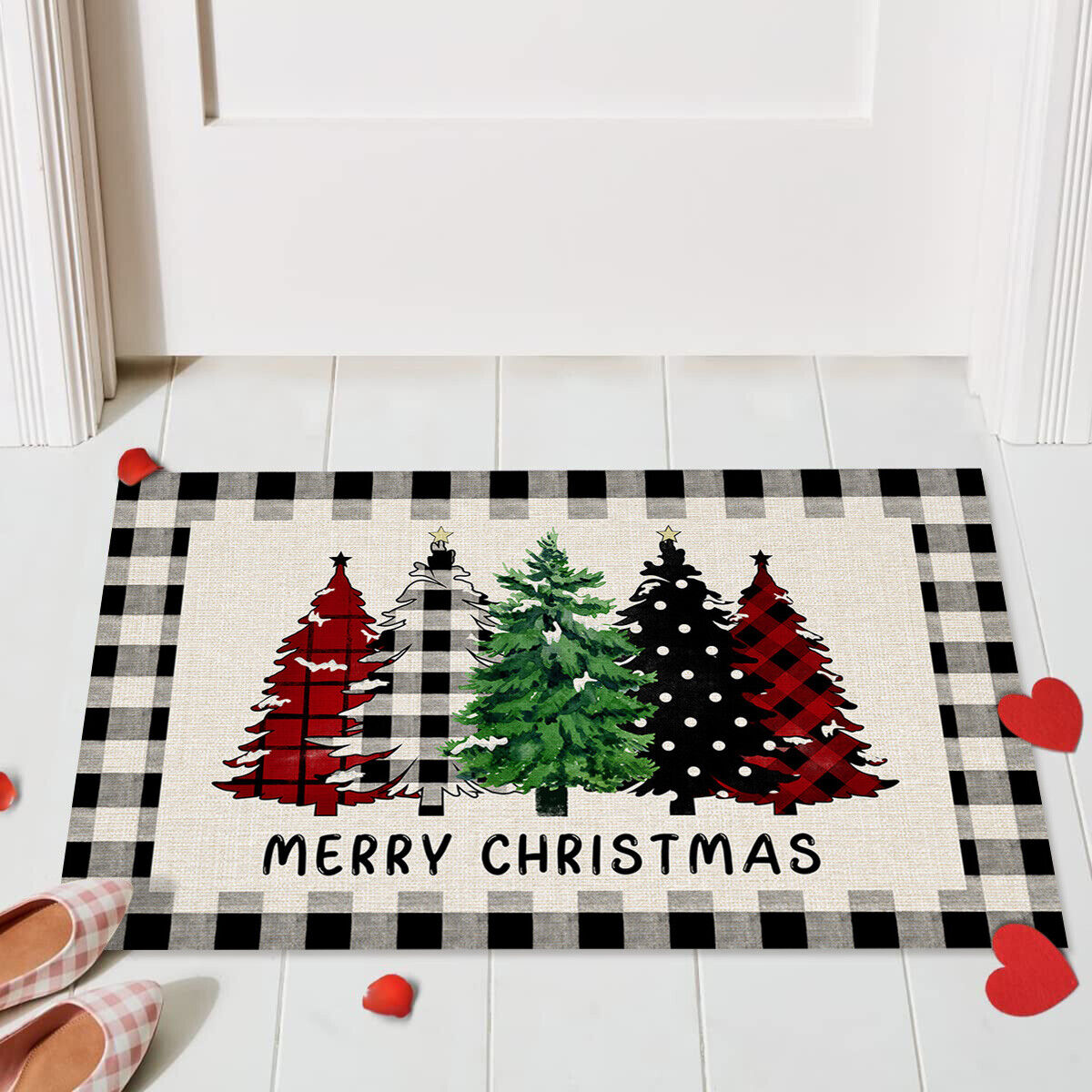 Absorbent Washable Floor Mat Non-Slip Xmas Theme Home Decor Soft Bath Floor Mat