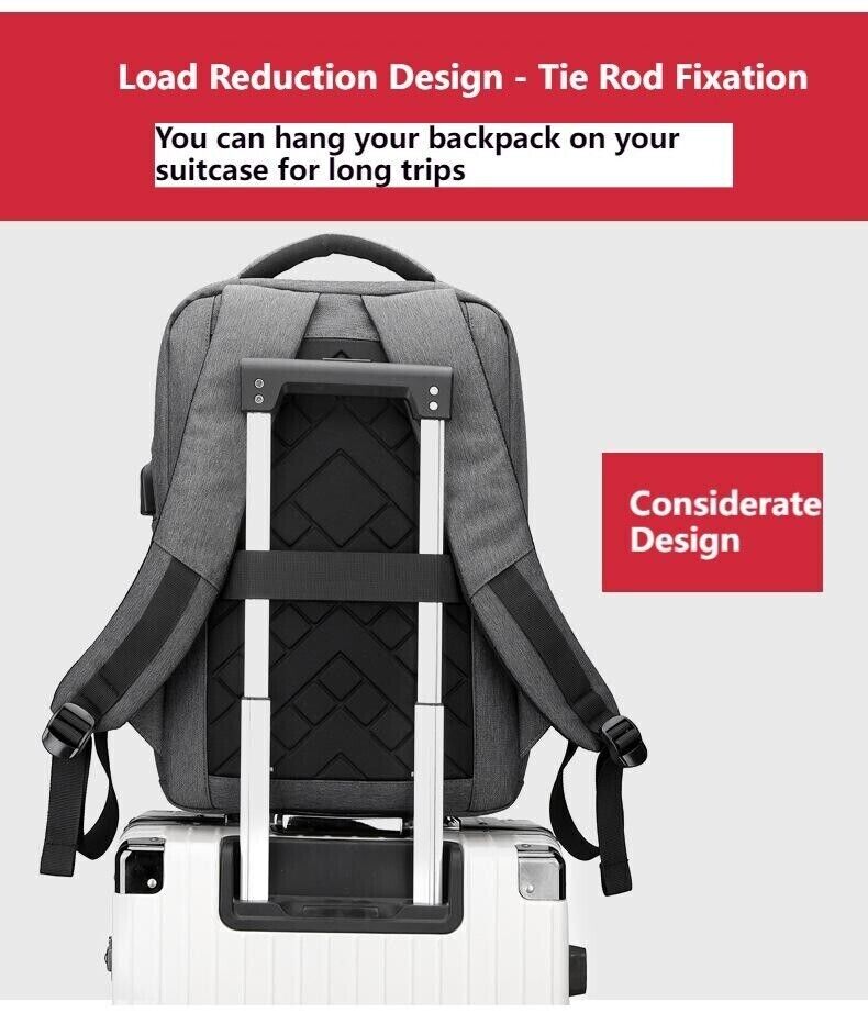 Unisex Waterproof Double Shoulder Backpack USB Sports Travel Bag Laptop Bag