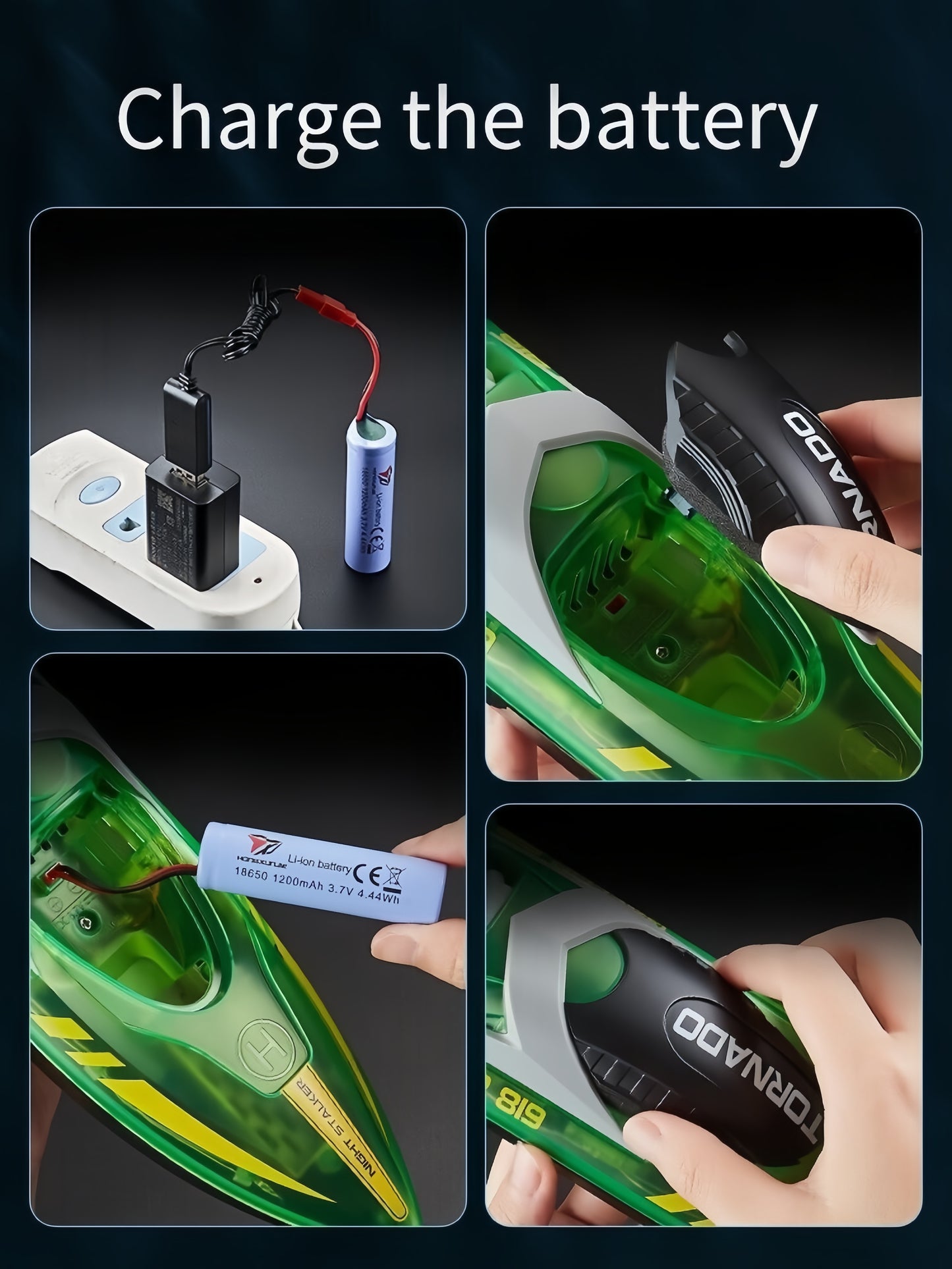 RC Speed Boat 2.4G Remote Control LED Light Dual Motor Waterproof Racing Toy Boy