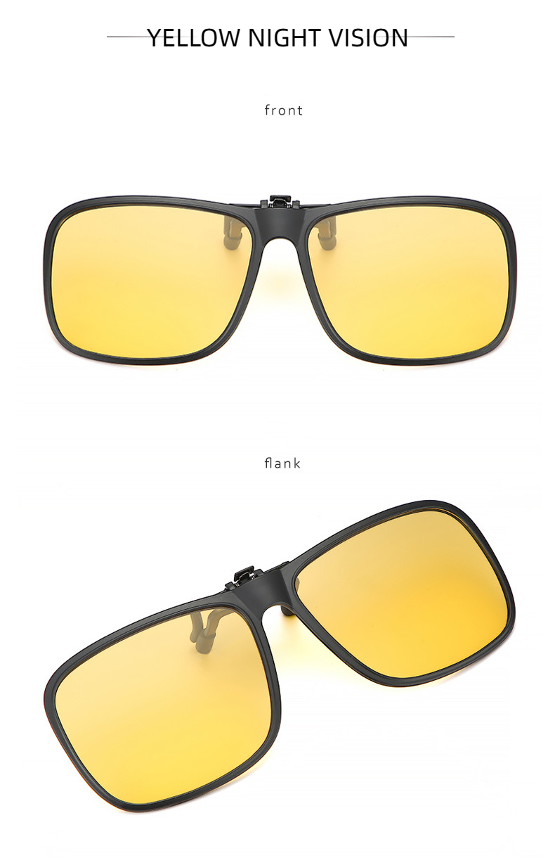 New Unisex Box Shape Polarized UV400 Protection Clip On Flip Up Sunglasses