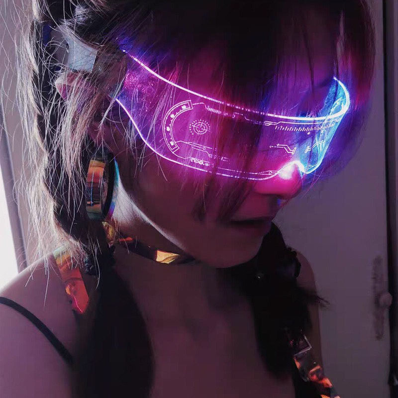 Fashion Colorful Luminous Glasses LED Light Party Up Eyeglasses Rechargeable
