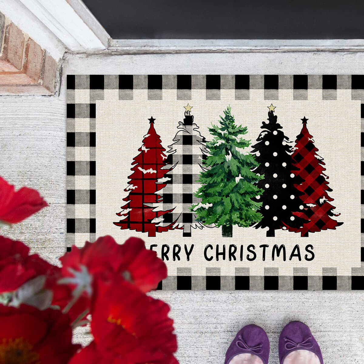 Absorbent Washable Floor Mat Non-Slip Xmas Theme Home Decor Soft Bath Floor Mat