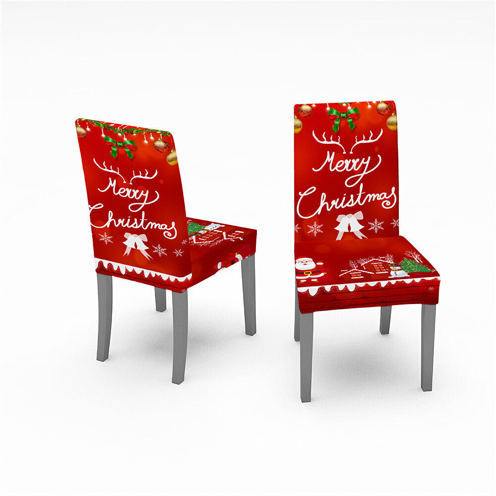 Christmas Dining Chair Covers XMAS Party Decorations Santa Claus Seat Cover