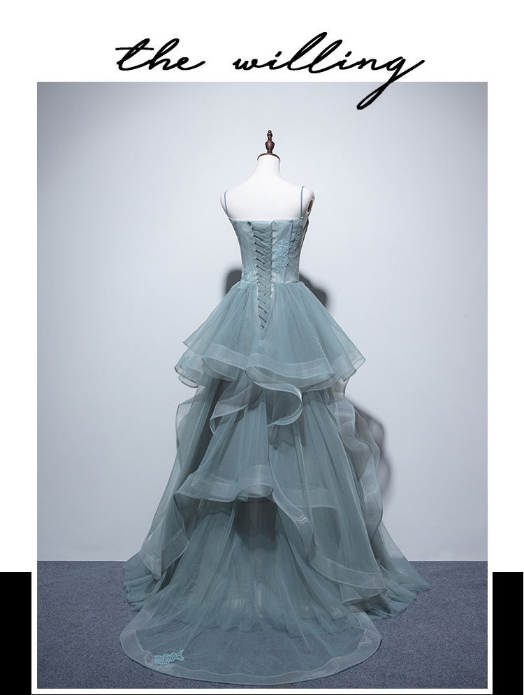Women Formal Spaghetti Strap Wedding Dress Cold Shoulder Evening Dress