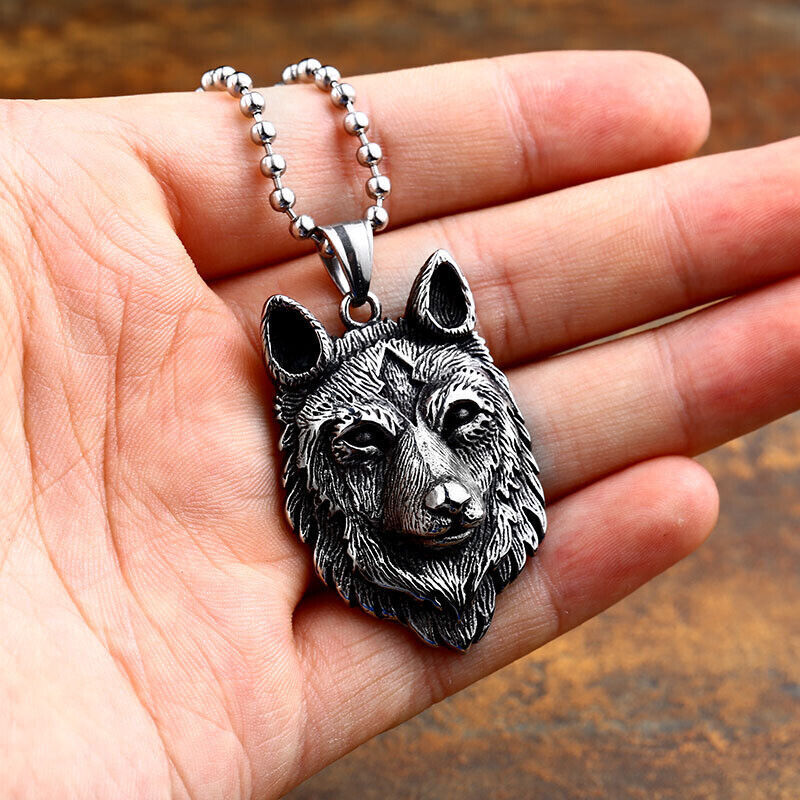Retro Pendant Punk Vintage Cross Animal Totem Poker Pendant Biker Chain Necklace