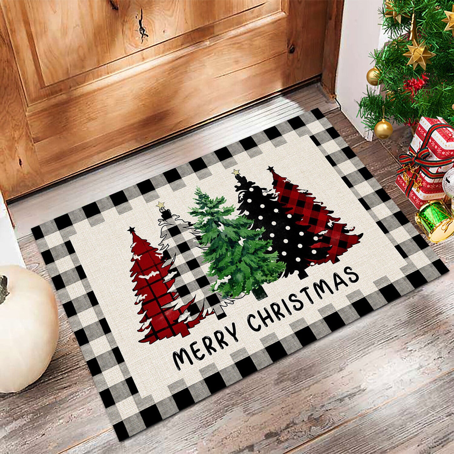 Absorbent Washable Floor Mat Non-Slip Xmas Theme Home Decor Soft Bath Floor Mat