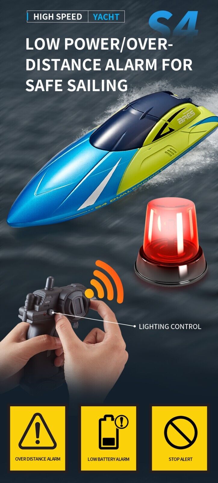 Remote Control Boat S4 Water Speed Boat Charging Waterproof Ship Children Toy