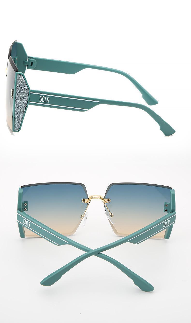 Fashion Square Rimless Personality Glasses Large Frame Cut Edge Sunglasses