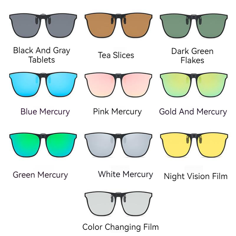 Unisex Fashion Flip Up Sunglasses Clip-on Lens Polarized Driving Multicolor
