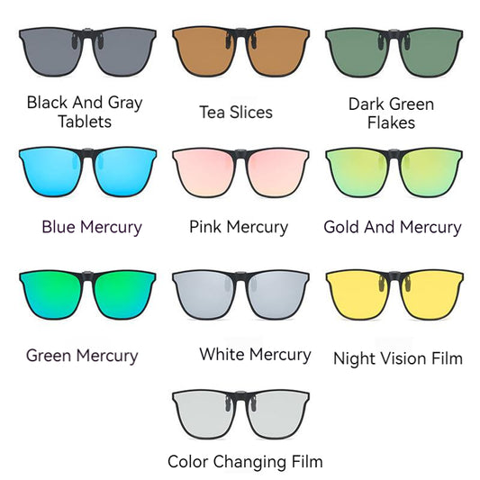 Unisex Fashion Flip Up Sunglasses Clip-on Lens Polarized Driving Multicolor