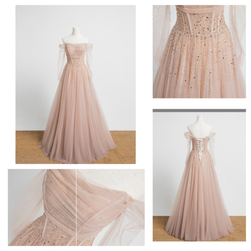 Women Formal Off the shoulder Wedding Dress Cold Shoulder Evening Dress