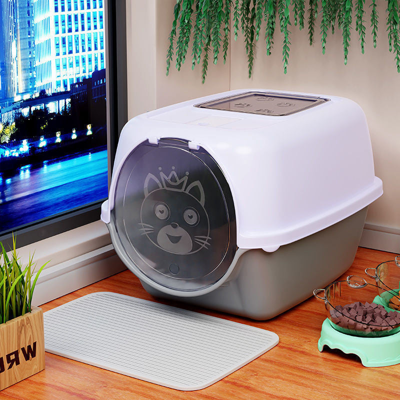 large Cat Litter Box Toilet Fully Enclosed Detachable Pet Bedpan Send Shovel