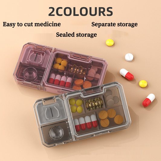 Portable Mini 3 In 1 Multifunctional Medicine Cutting Grinder Pill Dispenser Box