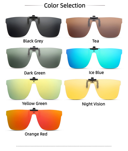 Fashion One-piece lens polarizing Multicolor Lens Retro Flip up Sunglasses Clip
