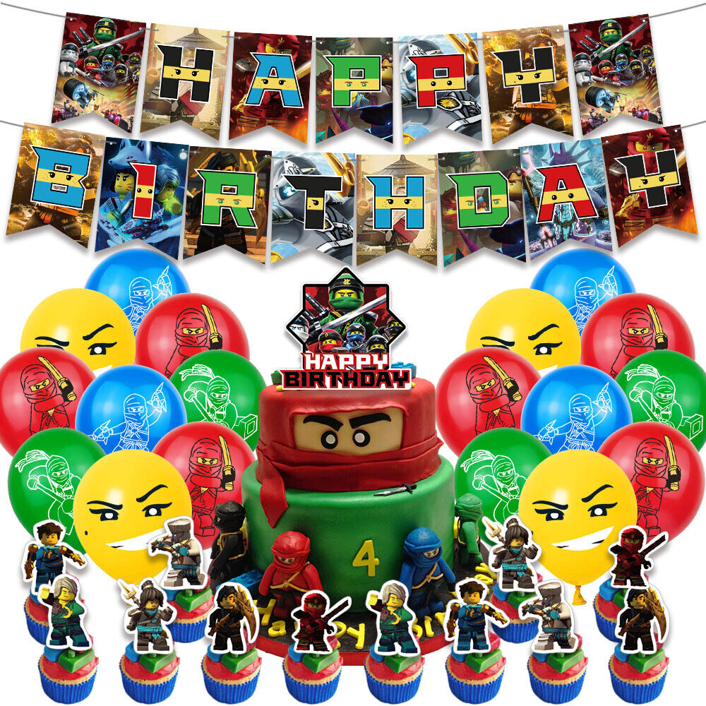 Mixed Theme Children's Birthday Alphabet Pull Flag Cake Balloons Multiple