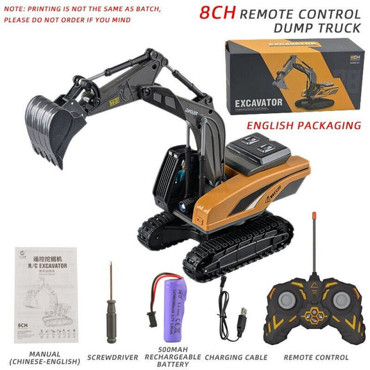 8CH Alloy Remote Control Excavator Dump Truck Boys Engineering Car Toy Xmas Gift