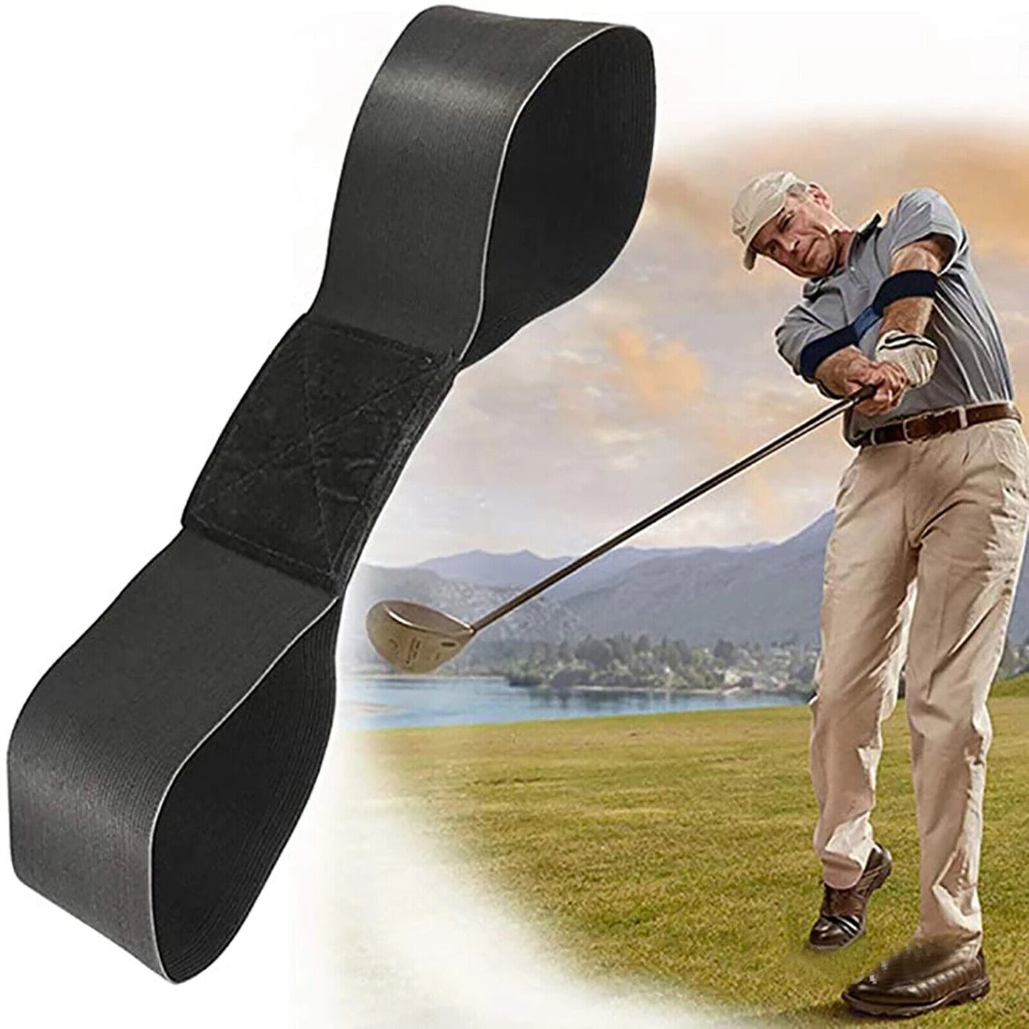 New Golf Swing Training Aid Arm Band Posture Motion Correction Practicing Black