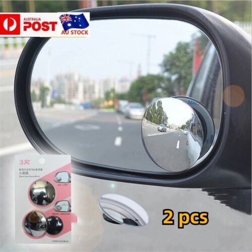 Blind Spot Car Round Mirror 2pcs Wide Angle Adjustable Rear Side Conves View