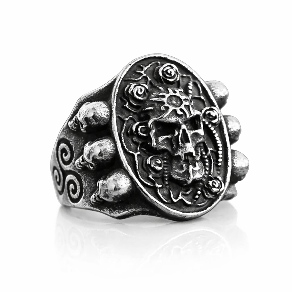 Men's Gothic Skull Ring Punk Biker Hip Hop Vintage Engraved Heavy Band Jewellery # R329