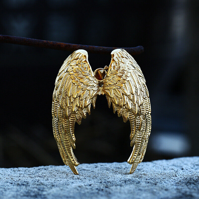 Retro Mix Theme Pendant Punk Vintage Angel Wing Pendant Biker Gift Necklace
