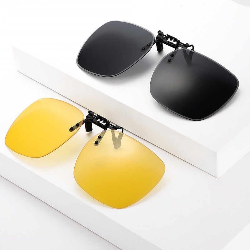 New Unisex Polarized UV400 Protection Box Shape Clip On Flip Up Sunglasses