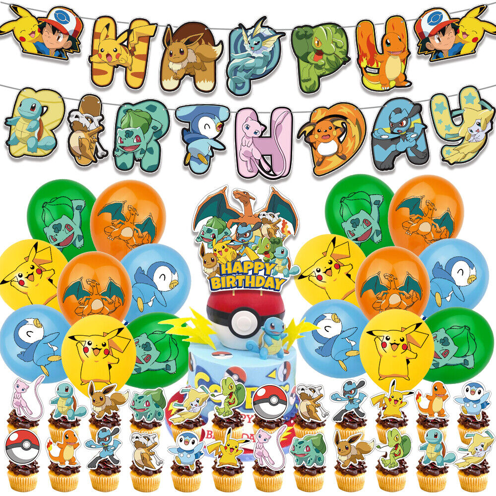 Mixed Theme Children's Birthday Alphabet Pull Flag Cake Balloons Multiple