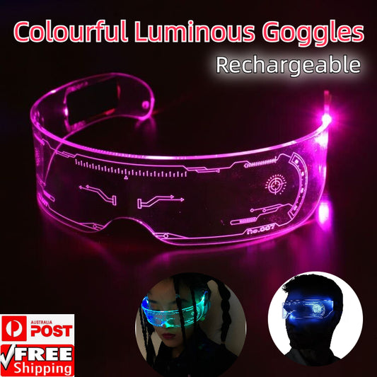 Fashion Colorful Luminous Glasses LED Light Party Up Eyeglasses Rechargeable
