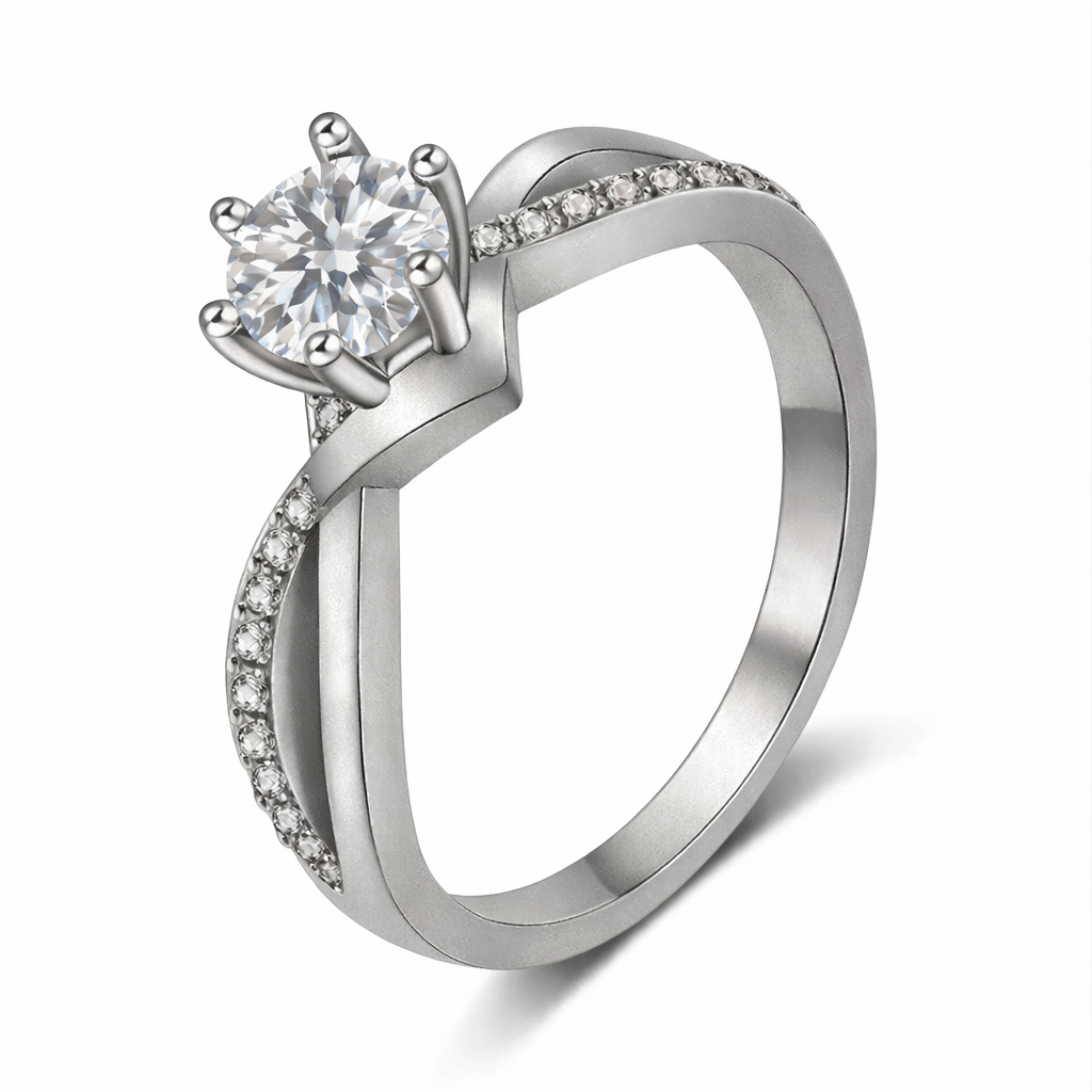 Elegant Twist Engagement Style Ring Alloy Band Simulated Crystal Stone 3 Colours # R120