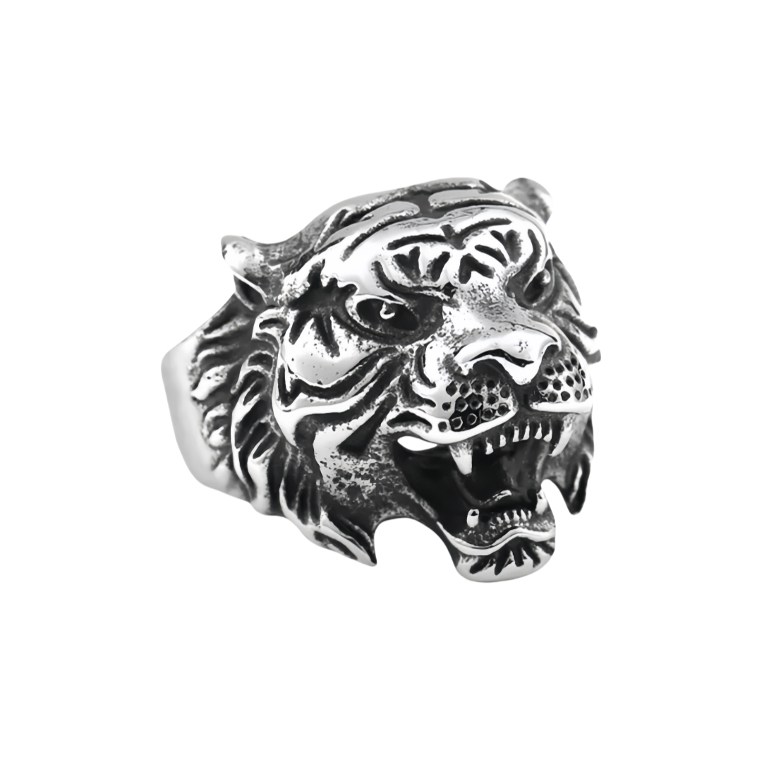 Men Tiger Head Symbol of Courage Leadership Wealth Strength Animal Engraved Ring # R31