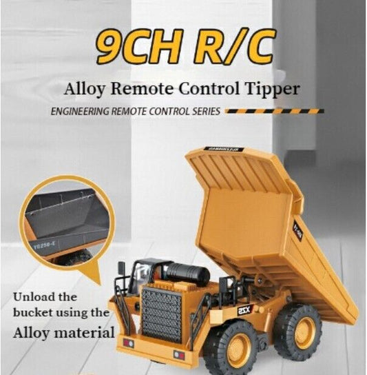Alloy 9CH Remote Control Tipper Lifting Lowering Boys Engineering Car Toys